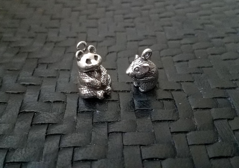 Jewelry Findings 3D Design 925 Charms Pendants Sterling Silver Mouse /& Panda Bear Jewelry Supply Silver Findings Animal Charms Silver