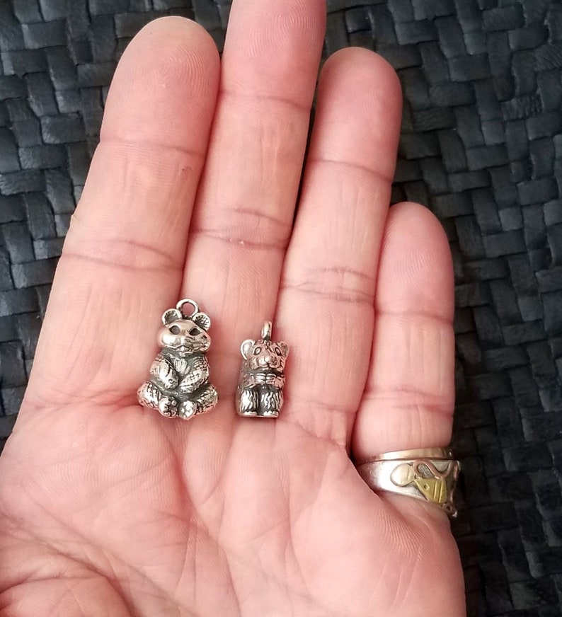 Jewelry Findings 3D Design 925 Charms Pendants Sterling Silver Mouse /& Panda Bear Jewelry Supply Silver Findings Animal Charms Silver