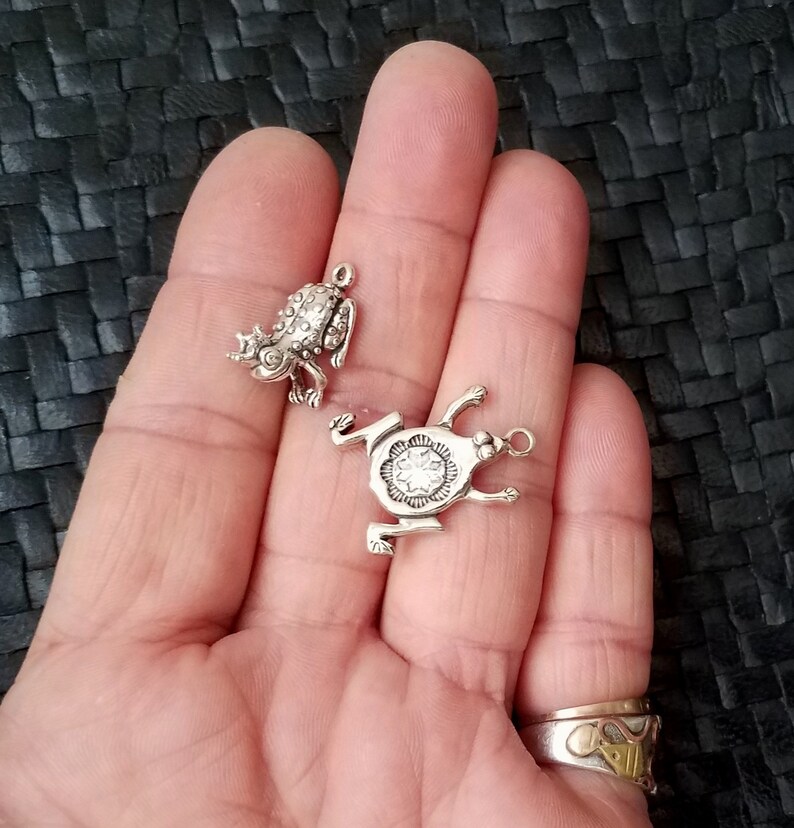 Sterling Silver Frogs, Prince Charming Frog, Southwest Frog, 925 Charm