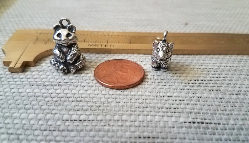 Jewelry Findings 3D Design 925 Charms Pendants Sterling Silver Mouse /& Panda Bear Jewelry Supply Silver Findings Animal Charms Silver