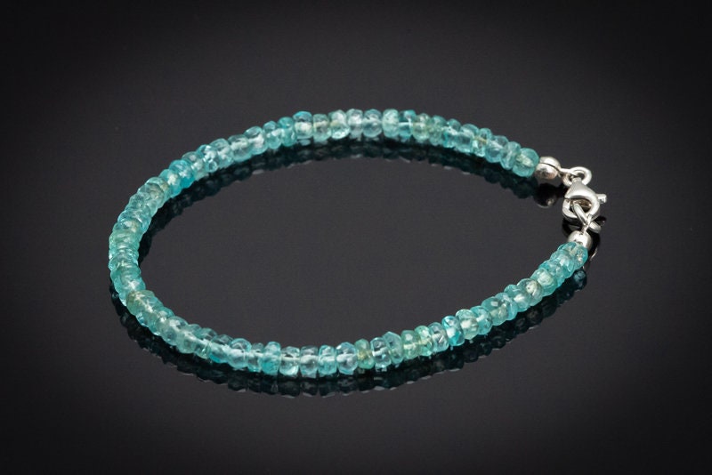 Delicate gemstone bracelet apatite blue-green