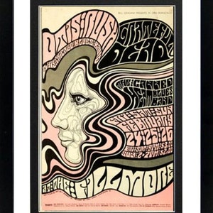 The Grateful Dead 1960's Art Nouveau Framed & Mated Concert Poster Highest Quality