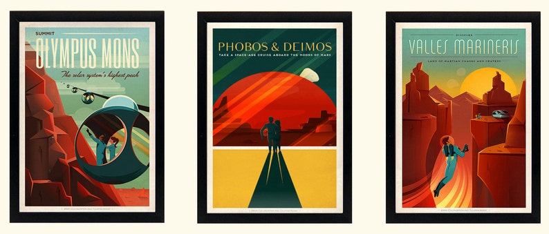 Spacex Mars Poster Set A Quality Framed 12x18 image 1