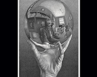 MC Escher Hand with Sphere Poster Print