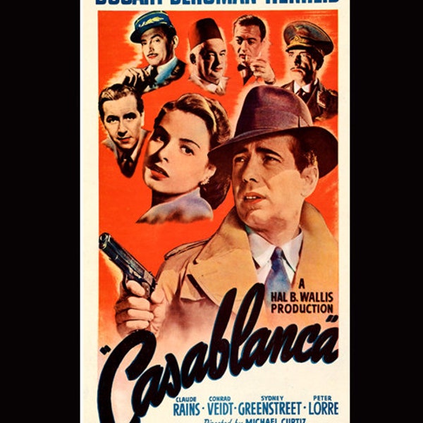 Poster CASABLANCA 68x101cm - Sans Cadre | Décoration Cinéma Vintage