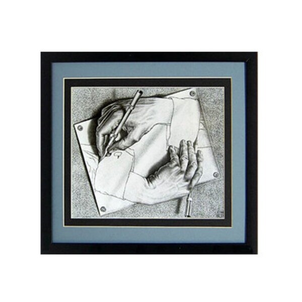 Drawing Hands by M.C. Escher Framed Poster Print Custom Framed Many Sizes