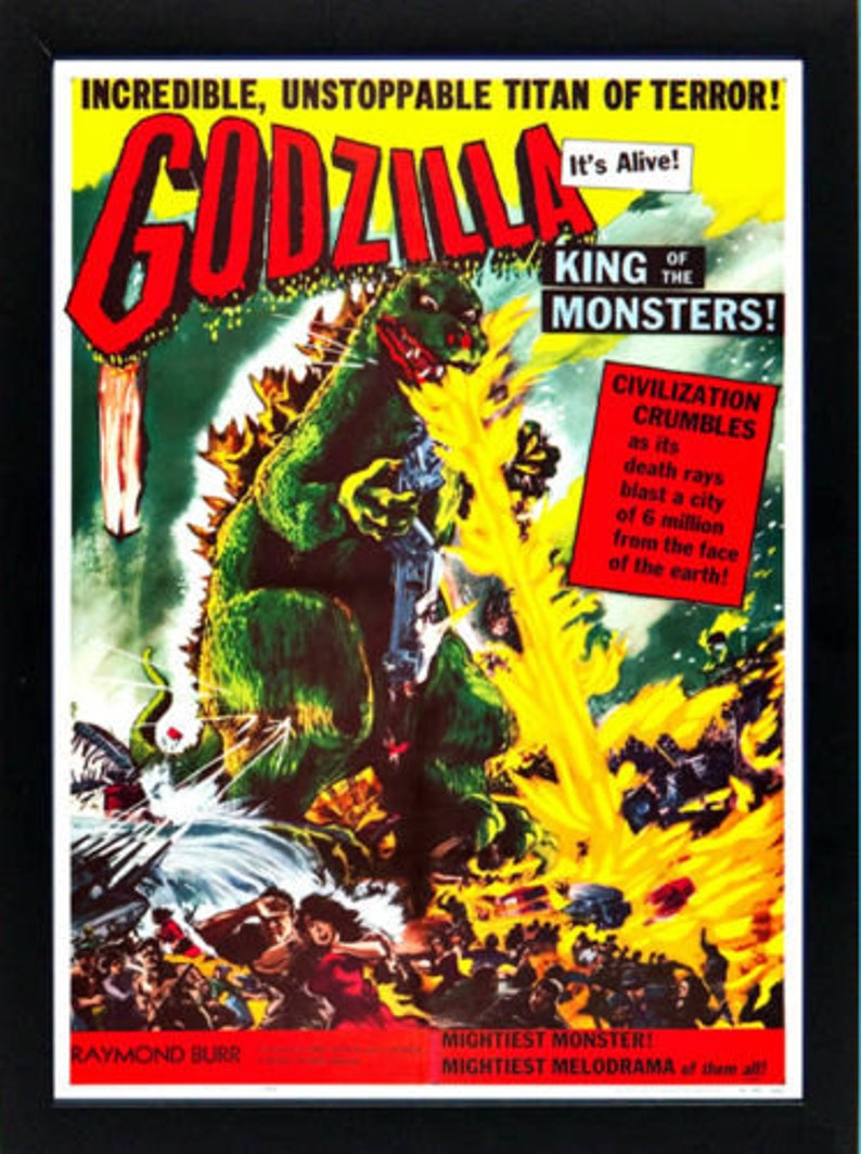 Godzilla Poster Set of 3 Movie Posters Framed A Quality Etsy