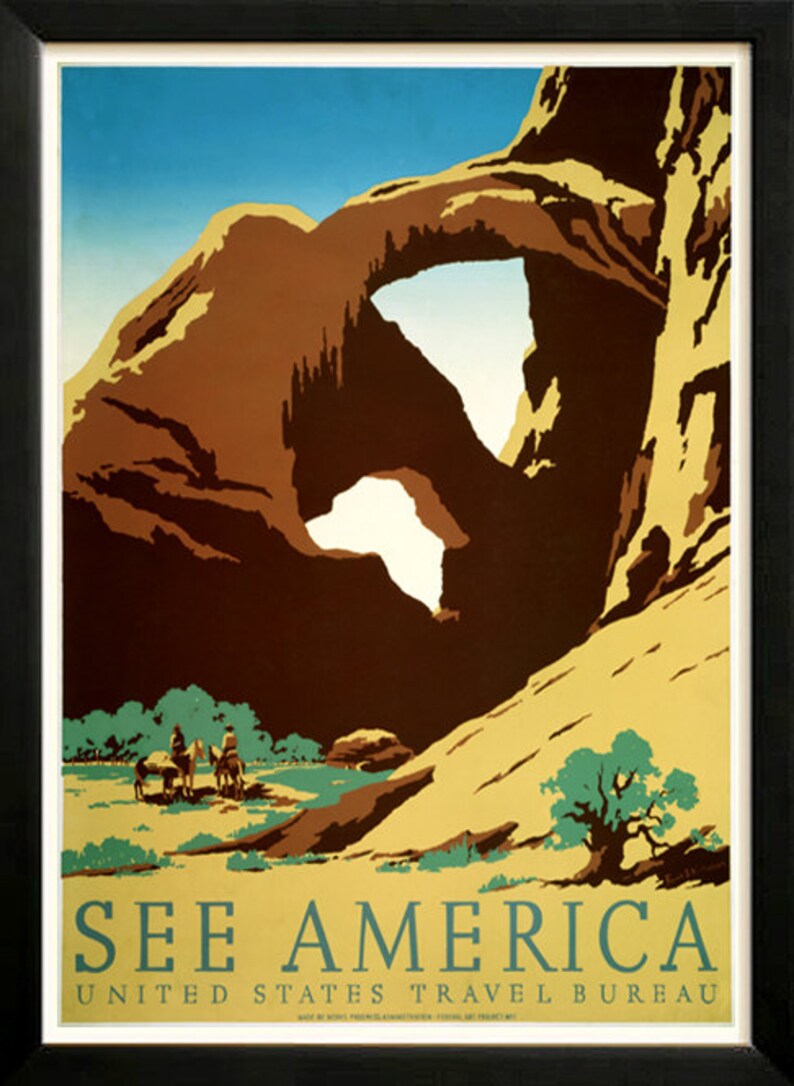 See America Arches National Park Retro poster Custom Framed A Quality image 1