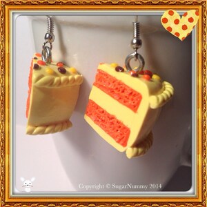 Lemon Cake Earrings, Lemon & Orange, Yellow Cake, Polymer Clay, Kawaii Clay Charms, Clay Cakes, Tiny Bakery, Silver Earrings, Cake Slices