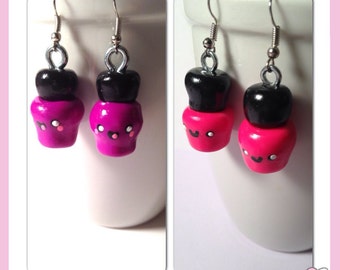Nail Polish Earrings, Kawaii Clay Charms, Hot Pink Jewelry, Purple Jewelry, Polymer Clay, Nail Polish Gift, Manicurist Gift, Nail Salon