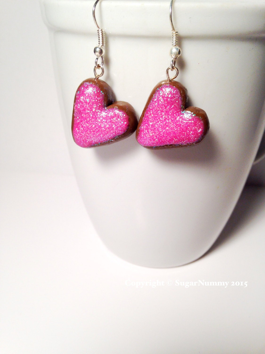 Pink Heart Earrings Chocolate Hearts Pink Frosted Polymer - Etsy