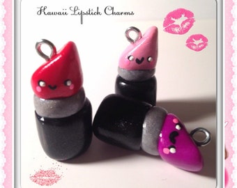 Polymer Clay Kawaii Lipstick Charm - Clay Lipsticks - Clay Pendant - Makeup Charms - Red Charm - Hostess Gifts - Gift Idea - Kawaii Charms