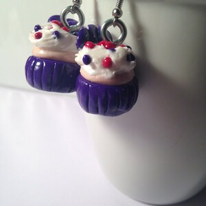 Polymer Clay Purple & Vanilla Cupcake Earrings - Sprinkles - Clay Jewelry - Vanilla Cupcake Jewelry - Kawaii Earrings - Purple Jewelry