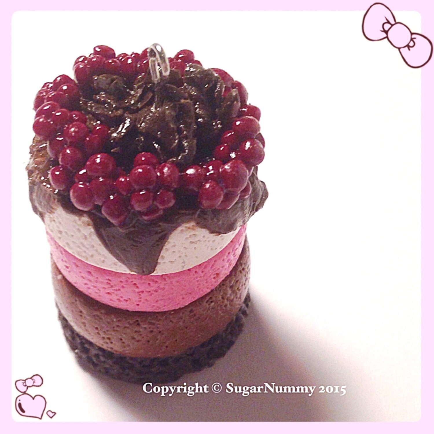 Cake Charms, Polymer Clay Charms, Tiny Clay Food, Neapolitan Cake, Ice