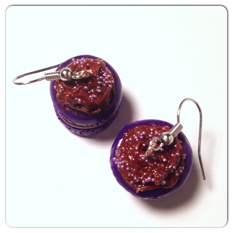 Macaron Earrings Chocolate Macarons French Macarons Polymer Etsy