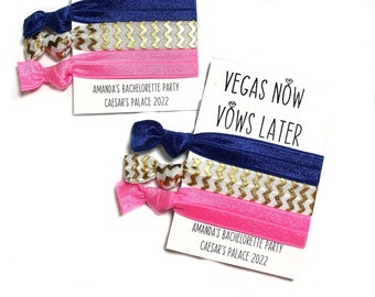 Vegas Now Vows Later Bachelorette Party Hair Tie Favors - Las Vegas Bachelorette Favors - Vegas Bachelorette Party | 3 Hair Ties per Favor *