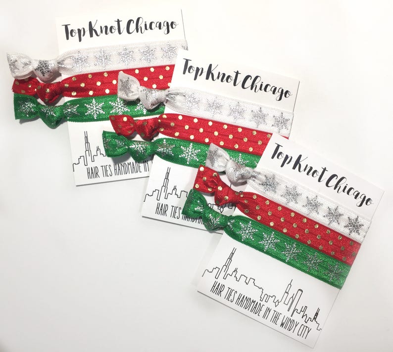 Christmas foe Christmas elastic Christmas hair ties my 1st Christmas foe-5//8”