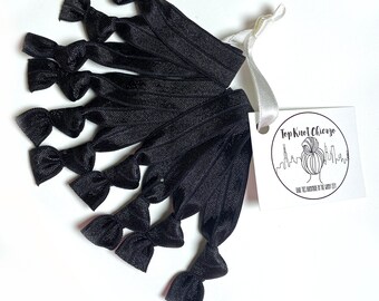 Set of 10 Black Elastic Hair Tie Ponytail Holders