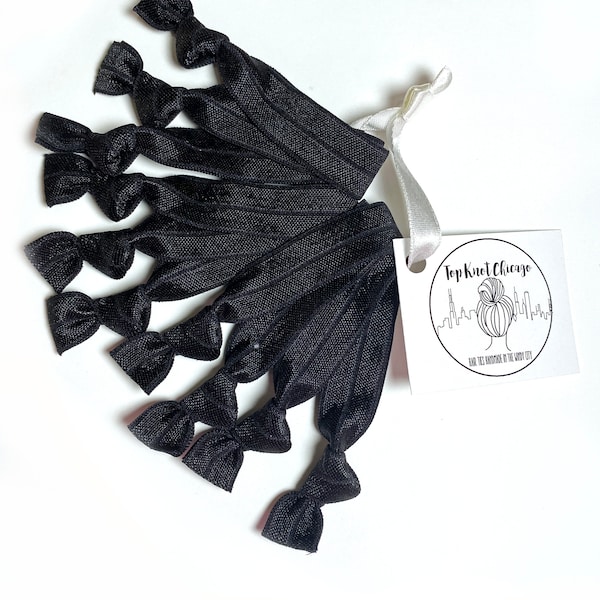 Set of 10 Black Elastic Hair Tie Ponytail Holders