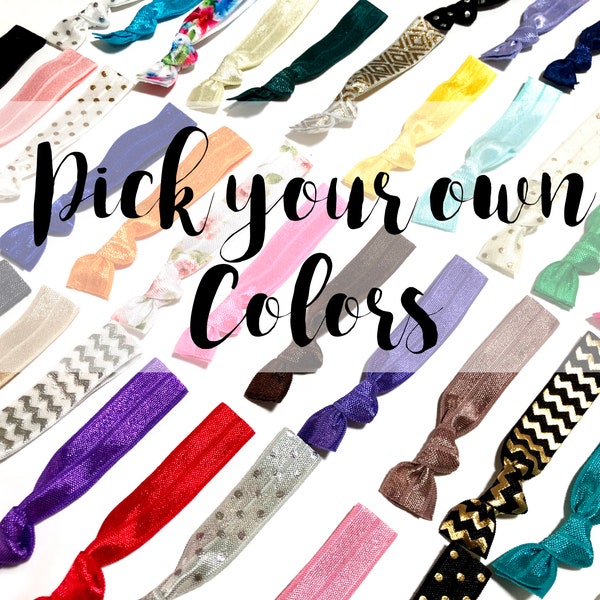 Choose Your Colors Elastic Hair Ties  -  Ponytail Holders - Hair Bands