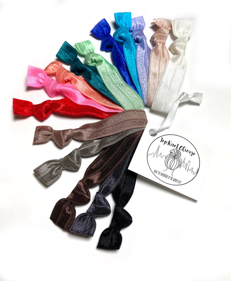 Variety Pack of Solid Color Hair Elastics You Choose 10, 15, 20, 25 or 50 Elastic Hair Ties Grab Bags image 2