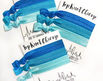 Light Blue Ombre Hair Ties | Set of 3 Elastic Hair Ties