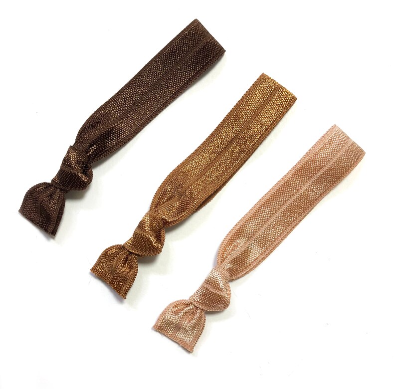 Brown Elastic Hair Ties Brunette Ombre Hair Elastics image 2