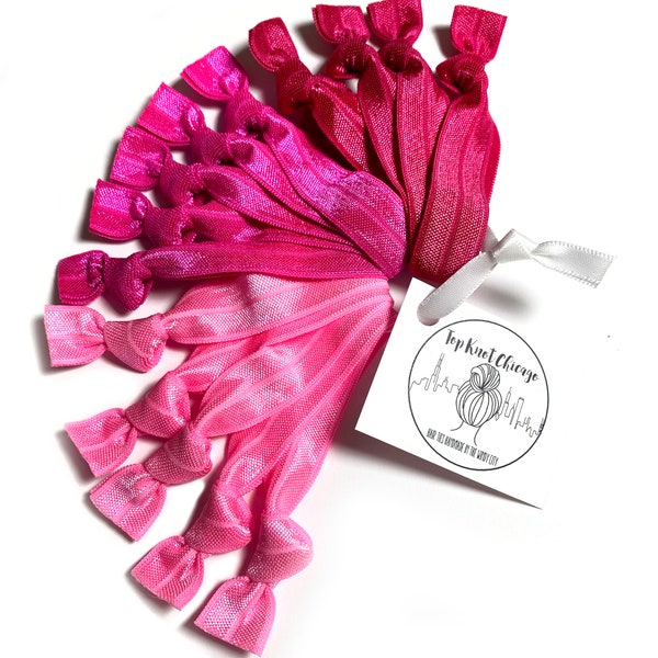 Set of 15 Pink Ombre Elastic Hair Ties