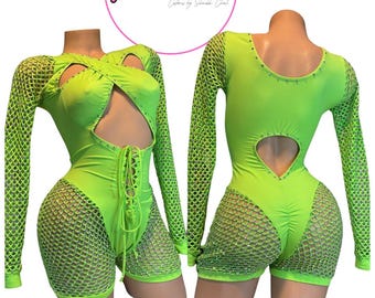 One-of-a-Kind Crisscross Lace Up Romper – Stage & Nightlife Wear