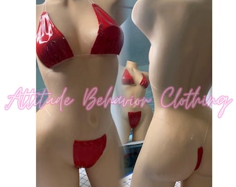 One-of-A-Kind Micro Red Latex Bikini