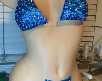 One of A Kind Blue Metallic Bikini