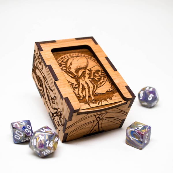 D&D Gaming Dice Box - Cthulhu H. P. Lovecraft - Dungeons and Dragons Dice Box - Rpg Dice Box - Mtg Tcg or Tabletop Gaming