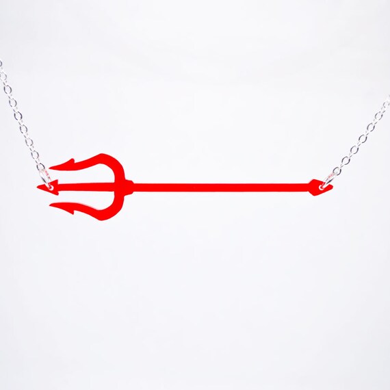 Halloween Devil Pitchfork Necklace Satan Pitchfork Bar Etsy