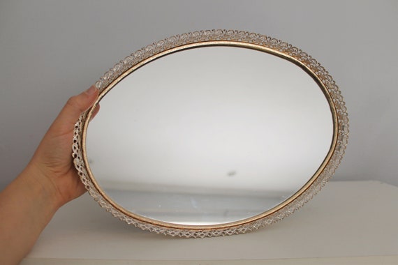 Vintage Oval Vanity Mirror Gold And White Tray Vintage Oval Vanity Mirror Gold And