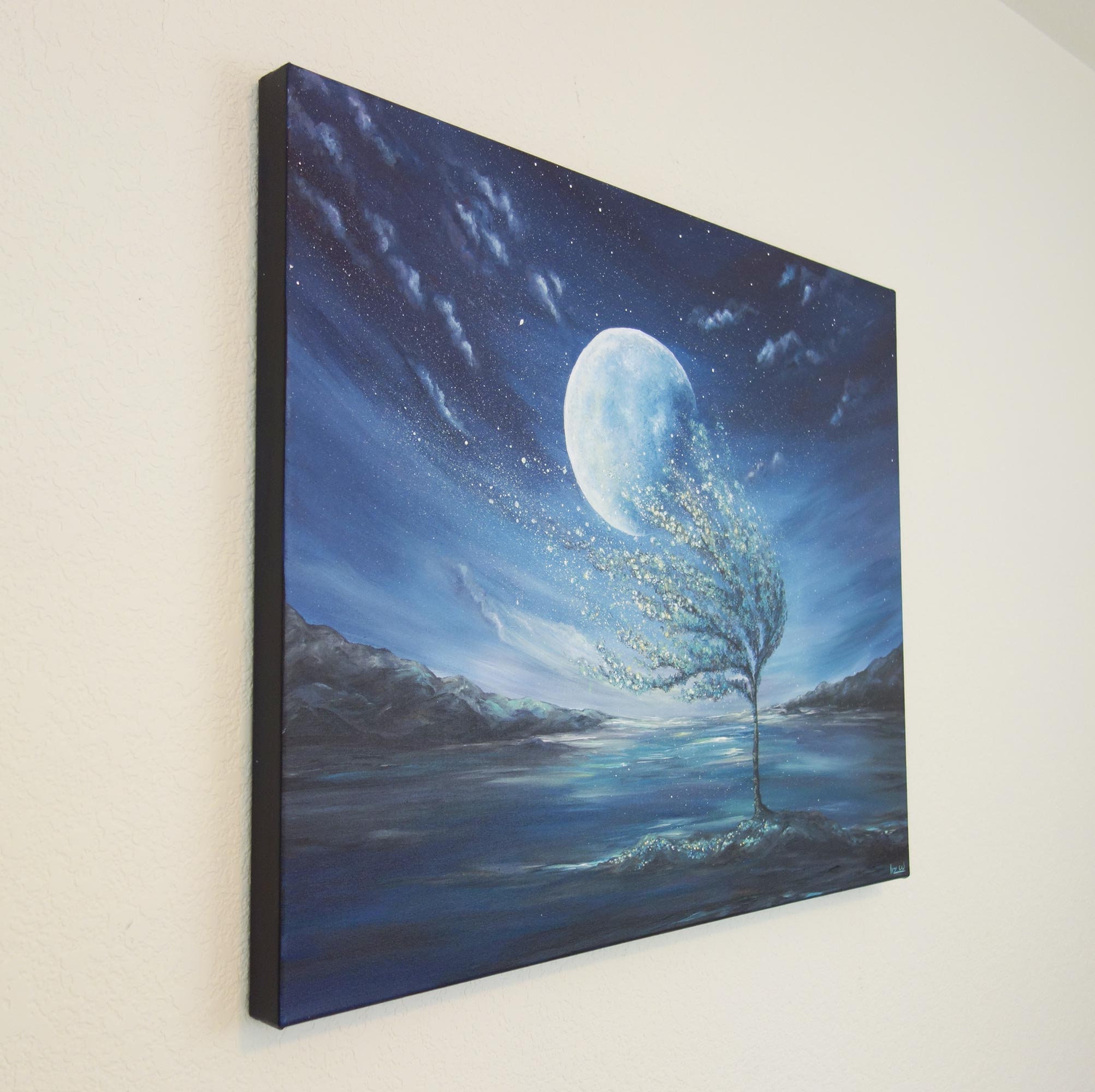 The Moonlight Tree Painting Full Moon Tree Wall Art Large Etsy