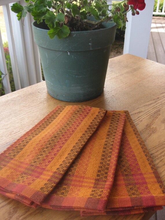 Pumpkin Brown Red And Gold Kitchen Towels Etsy