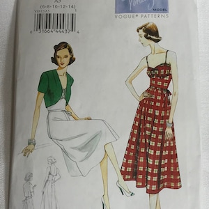 1940s Vogue 8812 Sundress & Bolero Sewing Pattern (Sizes 6-14)