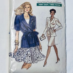 Vogue 7238 Sewing Pattern: Misses Belted Jacket & Skirt, Sizes 14-18, Uncut