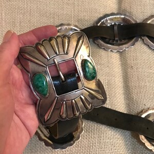 542 Grams 1970's Vintage Native American Navajo Signed Sterling Silver Turquoise Concho Belt 542 Grams 1970's Vintage Native American Navajo Signed Sterling Silver Turquoise Concho Belt