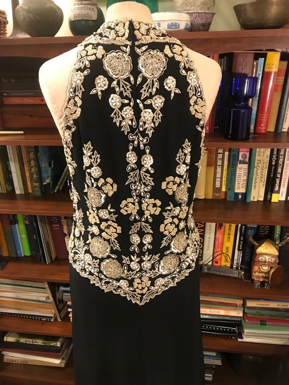 Sexy Beaded Evening Gown in Black and White, size… - image 7