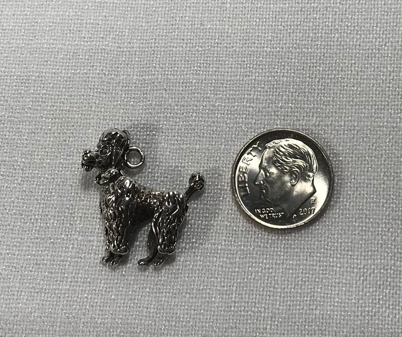 Poodle Charm for Your Bracelet Vintage Chased Silver Etsy
