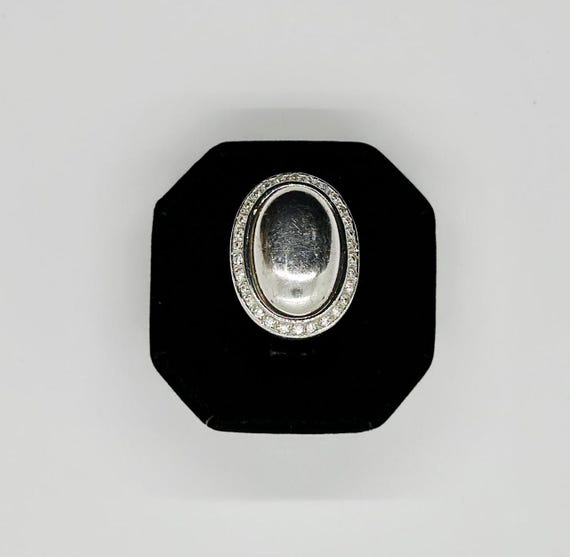 Vintage Crystal Sterling Silver Statement Ring - … - image 2