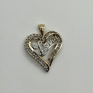 Heart Pendant, 10 Karat Yellow and White Gold, Love, by Verigold