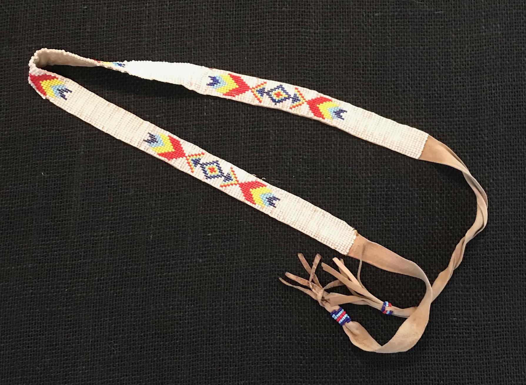 Antique Beaded Sash or Belt, Fine Goat Skin and Hand Loomed  display picture 3