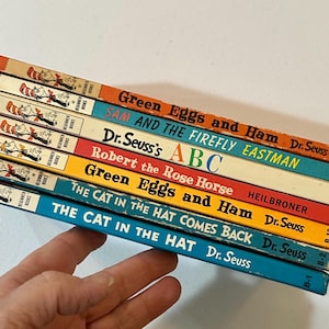 Dr. Seuss Beginner Books, 1950er bis 1960er Jahre, außergewöhnlich sauber, Lot von 7 Büchern!  Die Katze im Hut, grüne Eier, Gus und die Glühwürmchen