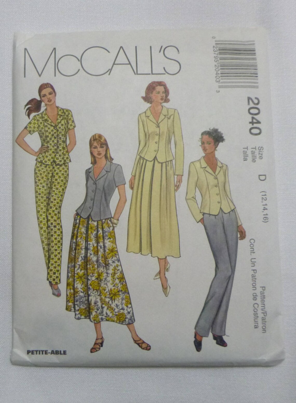 Princess Seam Top/jacket Sewing Pattern Mccall's 2040 - Size 12-16 ...