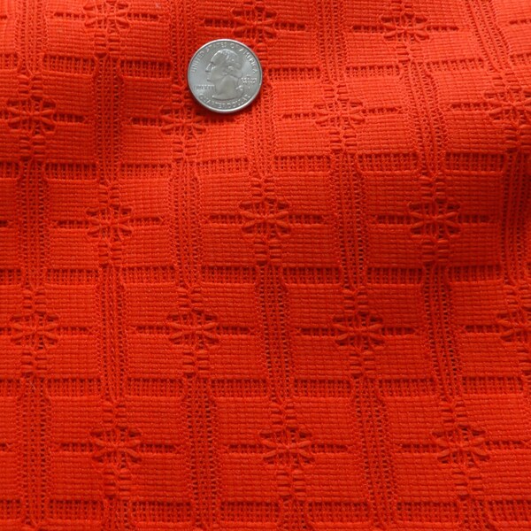 3 Yards Red Jacquard Knit Vintage Fabric, Geometric Pattern for a Dress or Coat, 44" W - Synthetic, Acrylic