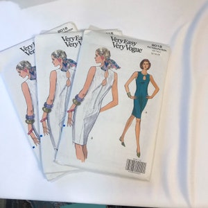 Body Con Sheath Dress with Cut Out Styling Options, Princess Seams, Vogue 8018, Size 6, 8, 10, 12, 14, 16 Uncut Sewing Pattern