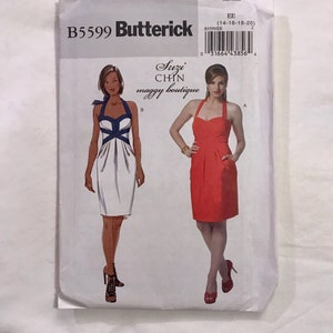 Patrón de costura sin cortar para vestido de verano estilo halter, Butterick 5662, tallas 14-20