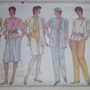 Vintage Vogue 8618 - Szs 8, 10, 12, Unstructured Top, Vest, Skirt, Slacks, vintage sewing pattern in original folds